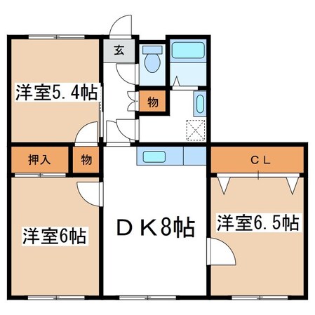 松本駅 徒歩33分 3階の物件間取画像